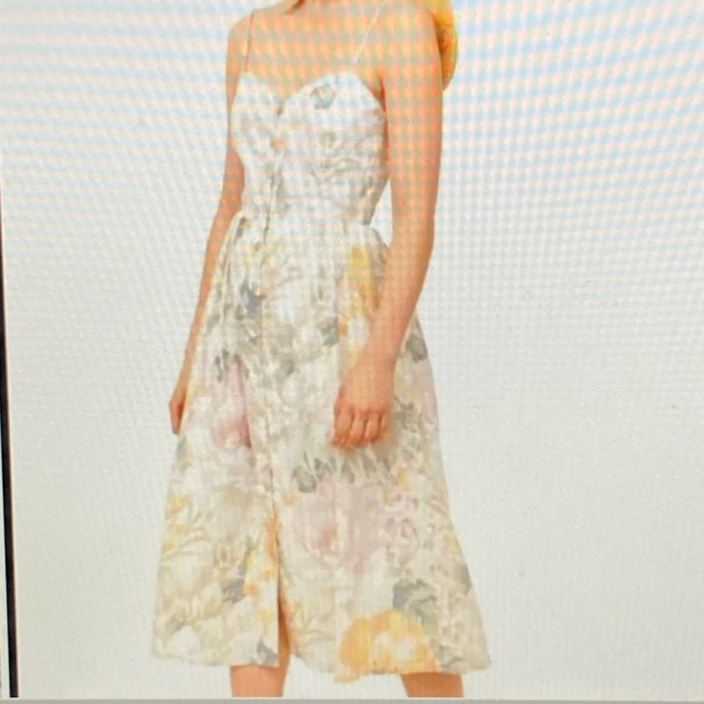 H&M Linen Blend floral button up midi dress size L